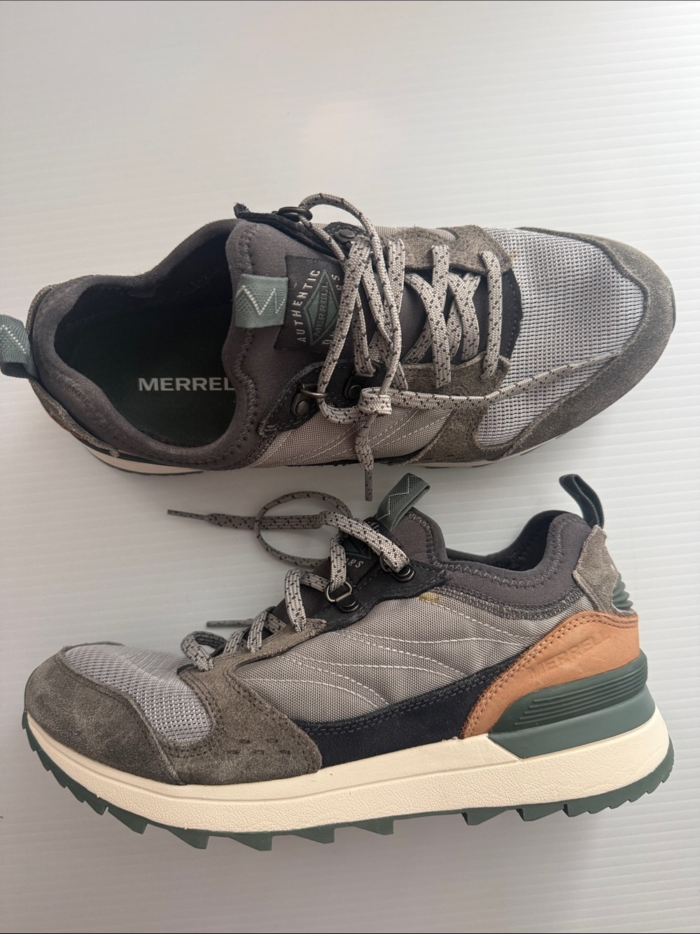 Merrell Men's Alpine83 Gray and Tan Trail Runner Sneakers